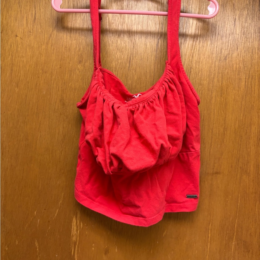 Hollister Red Ruched Camisole Sleeveless Top